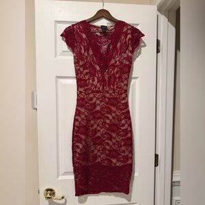 free press Burgundy Lace Midi Dress